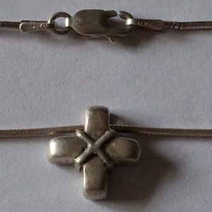 925 Sterling Silver Cross Pendant Necklace 16" snake chain